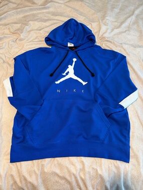 Nike Men's Royal Blue Jordan Crewneck Hoodie with White Logo